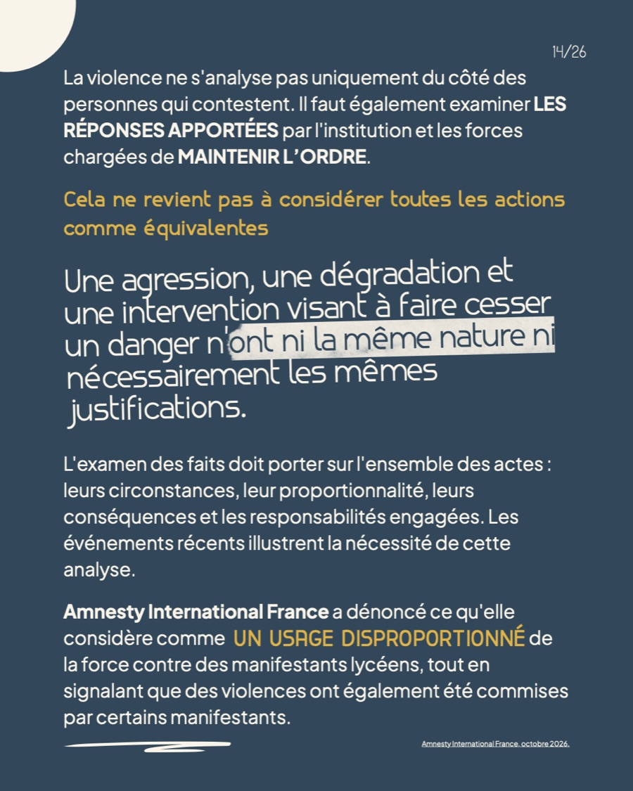 Examiner aussi les réponses de l'institution et des forces chargées de maintenir l'ordre