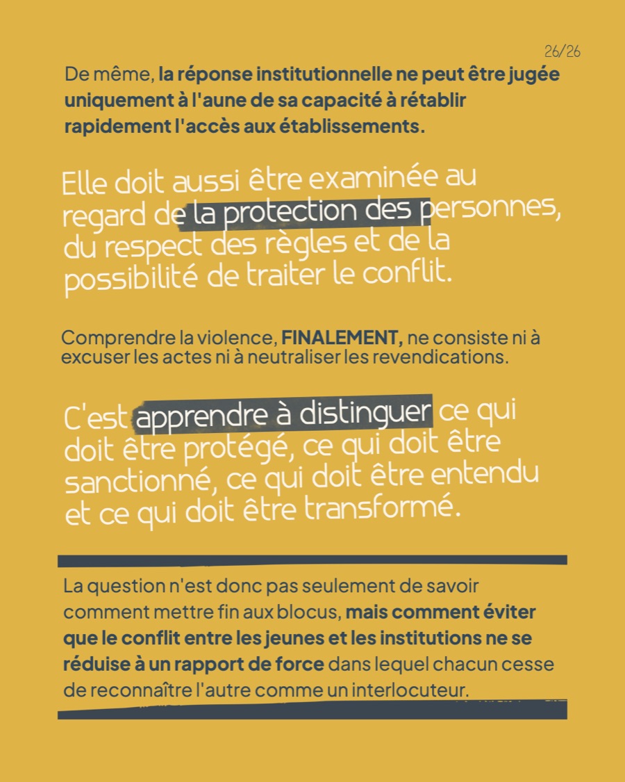 Comprendre la violence ne consiste ni à excuser les actes ni à neutraliser les revendications